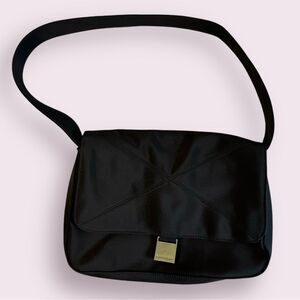 Apostrophe 90s vintage nylon‎ cloth shoulder bag medium size baguette retro